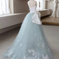 A-Line Tulle Lace Long Prom Dress Off Shoulder