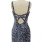 Black V-Neck Sequins Fitted Tight Homecoming Dress Sparkly  Sexy