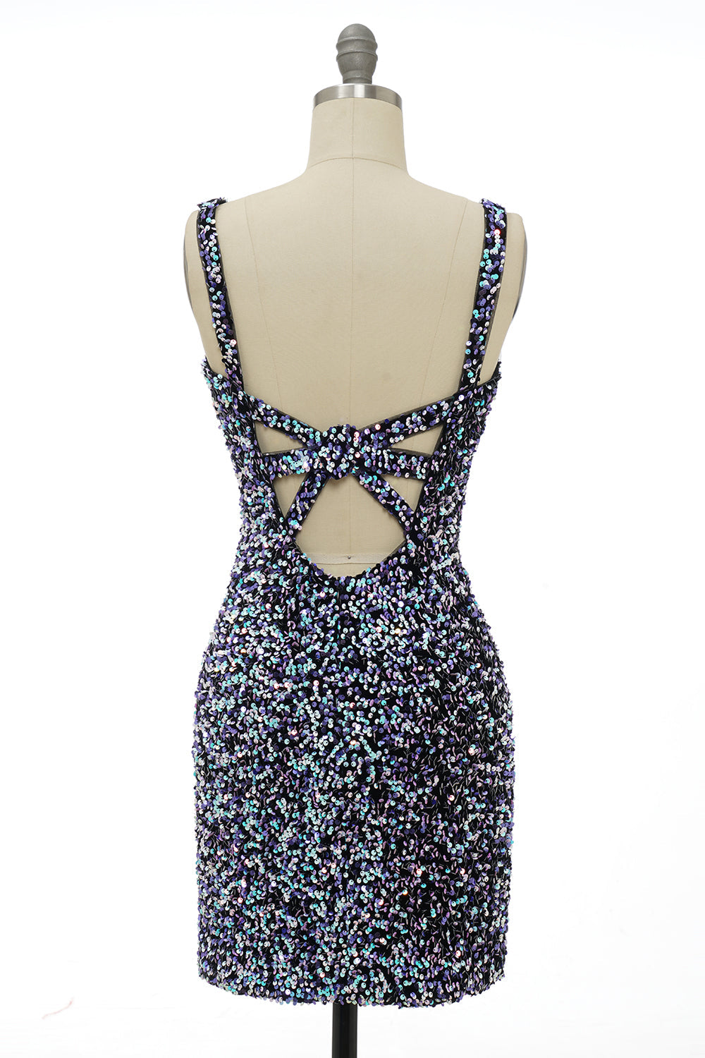 Black V-Neck Sequins Fitted Tight Homecoming Dress Sparkly  Sexy