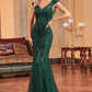 Glitter Dark Green Mermaid Long Appliqued Prom Dress Sparkly Evening Dresses