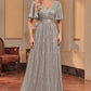 A Line Long Sequined Prom Dress With Sash Sparkly Evening Dresses