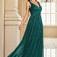 Glitter Dark Green Long Sequined Long Prom Dress Sparkly Evening Dresses