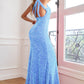 One Shoulder Glitter Sequins Long Prom Dress With Slit Sparkly