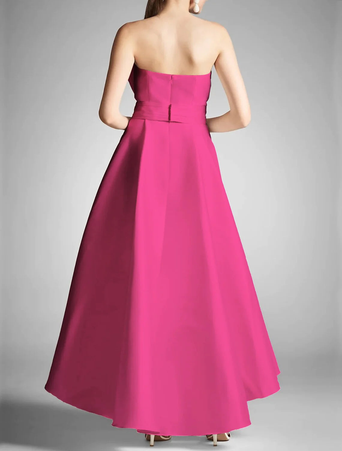 A-Line Prom Dresses Elegant Dress Formal Prom Asymmetrical Sleeveless Strapless Taffeta Party Dress