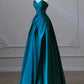 A-Line Satin Long Prom Dress Pure Color