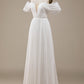 Ivory Simple A Line Off The Shoulder Boho Chiffon Ruched Wedding Dress Sexy