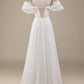 Ivory Simple A Line Off The Shoulder Boho Chiffon Ruched Wedding Dress Sexy