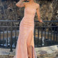 Strapless Lace Long Prom Dress with Slit Off Shoulder Sexy