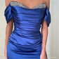 Sheath/Column Off-The-Shoulder Floor-Length Long Dresses With Split Side & Beading Sexy Evening Dresses