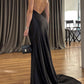 Sheath/Column Halter Floor-Length Long Dresses With Split Side Sexy Evening Dresses