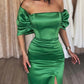 Sheath/Column Off-The-Shoulder Long Dresses With Split Side Sexy Evening Dresses
