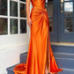 Sheath/Column Strapless Floor-Length Long Dresses With Split Side Sexy Evening Dresses