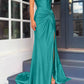 Sheath/Column Strapless Floor-Length Long Dresses With Split Side Sexy Evening Dresses