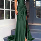 Sheath/Column Strapless Floor-Length Long Dresses With Split Side Sexy Evening Dresses