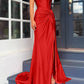 Sheath/Column Strapless Floor-Length Long Dresses With Split Side Sexy Evening Dresses