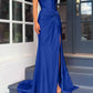 Sheath/Column Strapless Floor-Length Long Dresses With Split Side Sexy Evening Dresses