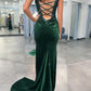 Sheath/Column V-Neck Long Dresses With Beading Sexy Evening Dresses