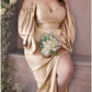Sheath/Column Off-The-Shoulder Floor-Length Prom Dresses Sexy Evening Dresses Plus Size