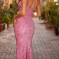 Sheath/Column Spaghetti Straps Floor-Length Prom Dresses Sparkly Evening Dresses