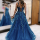 A-Line/Princess Spaghetti Straps Floor-Length Long Prom Dresses Sexy