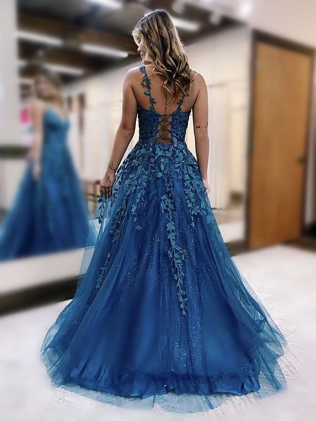 A-Line/Princess Spaghetti Straps Floor-Length Long Prom Dresses Sexy