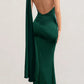 Sheath/Column Halter Floor-Length Prom Dresses Open Back