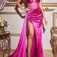 Sheath/Column Strapless Floor-Length Prom Dresses With Split Side Sexy