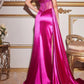 Sheath/Column Strapless Floor-Length Prom Dresses With Split Side Sexy