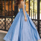 Ball Gown Spaghetti Straps V-Neck Sleeveless Floor-Length Long Prom Dresses Sparkly 