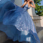 Ball Gown Spaghetti Straps V-Neck Sleeveless Floor-Length Long Prom Dresses Sparkly 