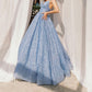 Ball Gown Spaghetti Straps V-Neck Sleeveless Floor-Length Long Prom Dresses Sparkly 