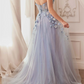 A-Line/Princess Sweetheart Short Sleeves Floor-Length Long Prom Dresses With Flowers Sexy