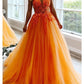 A-Line/Princess V Neck Floor-Length Prom Dresses With With Pleats Beading Sexy