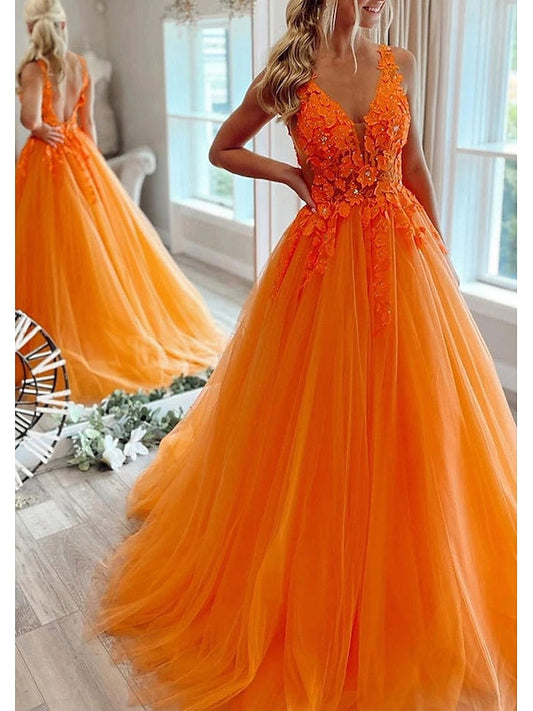 A-Line/Princess V Neck Floor-Length Prom Dresses With With Pleats Beading Sexy