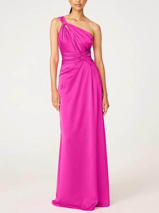 A-Line/Princess One-Shoulder Sleeveless Floor-Length Evening Dress With Ruffles Sexy