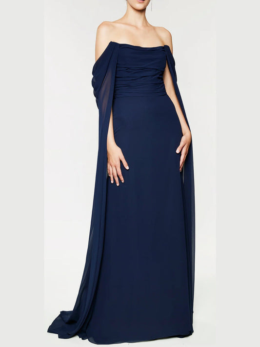 A-Line/Princess Strapless Sleeveless Floor-Length Evening Dress With Watteau Train Sexy