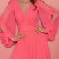 A-Line/Princess V-Neck Long Sleeves Floor-Length Evening Dress With Ruffles Sexy