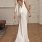 Sheath/Column Jewel Neck Sleeveless Floor-Length Evening Dress With Ruffles Sexy