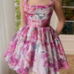 A-Line/Princess Off-The-Shoulder Sleeveless Mini Prom Dress With Applique Short