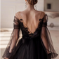 A-Line/Princess V-Neck Long Sleeves Ankle-Length Evening Dress Sexy