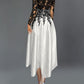 A-Line/Princess Illusion Neck Tea-Length Cocktail Dresses With Lace Sleeves Sexy