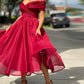 A-Line/Princess Off-The-Shoulder Tea-Length Cocktail Dresses Pure Color