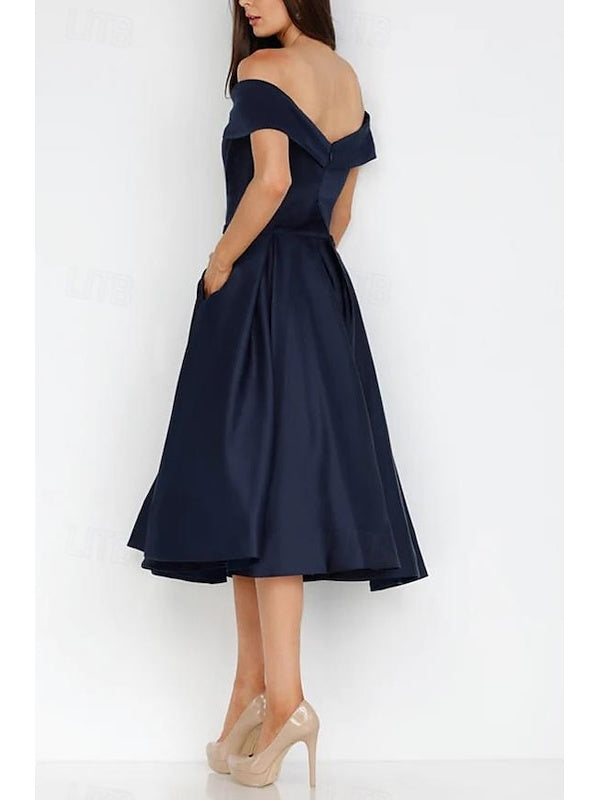 A-Line/Princess Sweetheart Sleeveless Tea Length Cocktail Dresses With Ruched Short
