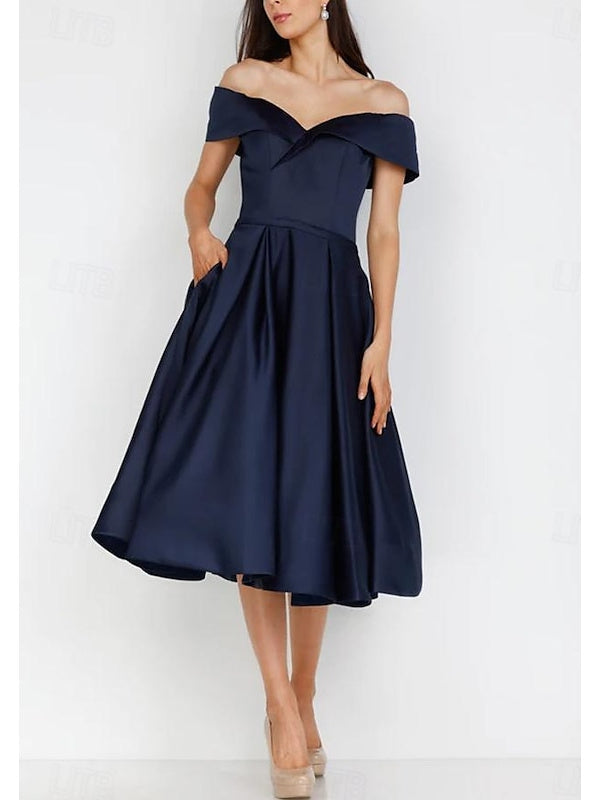 A-Line/Princess Sweetheart Sleeveless Tea Length Cocktail Dresses With Ruched Short