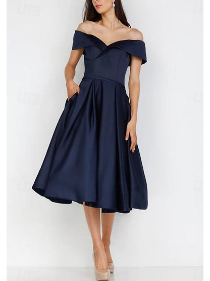 A-Line/Princess Sweetheart Sleeveless Tea Length Cocktail Dresses With Ruched Short