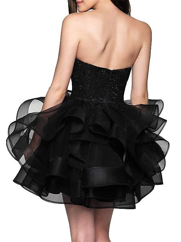 A-Line/Princess Minimalist Dress Sleeveless Cocktail Dresses With Appliques Strapless Sexy