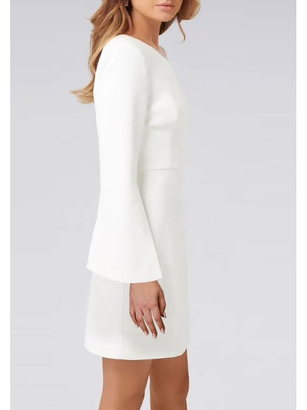 Sheath/Column One Shoulder Long Sleeve Cocktail Dresses Short White