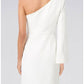 Sheath/Column One Shoulder Long Sleeve Cocktail Dresses Short White