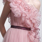 A-Line/Princess Sleeveless One Shoulder Ruffled Mesh Evening Dresses Sexy