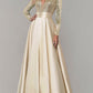 A-Line/Princess V Neck Long Sleeves Floor-Length Evening Dresses Sparkly